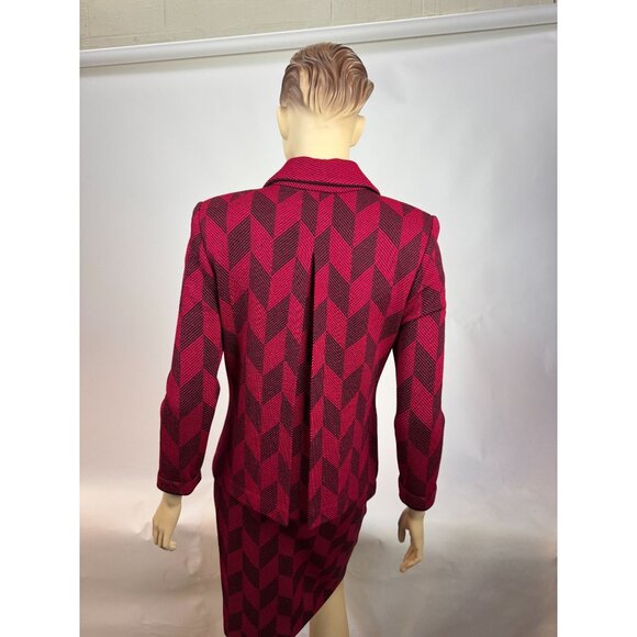 St. John Collection By Marie Gray K716335 Chevron Knit Zip-Up Jacket  Size 2 Pin - Picture 9 of 16